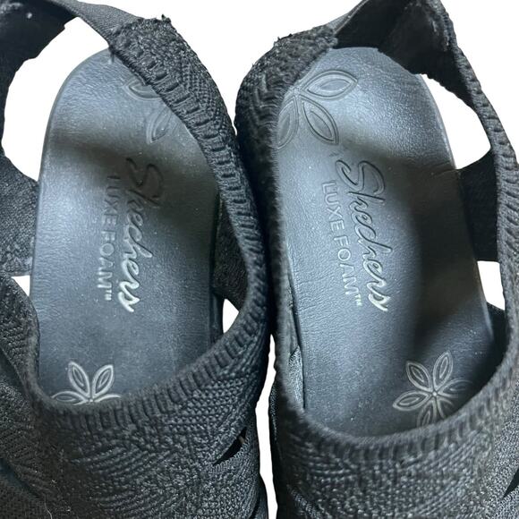 Skechers Black Pier Lite Wedge Knit Sandals Size 8 - Picture 8 of 12